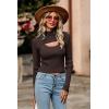 imagePRETTYGARDEN Womens 2025 Fashion Fall Clothes 2 Piece Cutout Tops Long Sleeve Mock Neck Rib Knit Winter Pullover SweaterCoffee