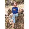 imagePRETTYGARDEN Womens 2025 Fashion Fall Clothes 2 Piece Cutout Tops Long Sleeve Mock Neck Rib Knit Winter Pullover SweaterDark Royal Blue