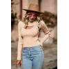 imagePRETTYGARDEN Womens 2025 Fashion Fall Clothes 2 Piece Cutout Tops Long Sleeve Mock Neck Rib Knit Winter Pullover SweaterLight Khaki