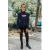 imagePRETTYGARDEN Womens 2025 Fashion Fall Clothes 2 Piece Cutout Tops Long Sleeve Mock Neck Rib Knit Winter Pullover SweaterNavy