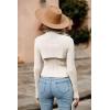 imagePRETTYGARDEN Womens 2025 Fashion Fall Clothes 2 Piece Cutout Tops Long Sleeve Mock Neck Rib Knit Winter Pullover SweaterWhite