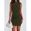 imagePRETTYGARDEN Womens 2025 Spring Mini Dress Sleeveless Off The Shoulder Ruched Short Fashion Bodycon Party Summer DressesArmy Green