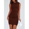 imagePRETTYGARDEN Womens 2025 Spring Mini Dress Sleeveless Off The Shoulder Ruched Short Fashion Bodycon Party Summer DressesBrown