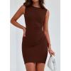imagePRETTYGARDEN Womens 2025 Spring Mini Dress Sleeveless Off The Shoulder Ruched Short Fashion Bodycon Party Summer DressesBrown
