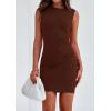 imagePRETTYGARDEN Womens 2025 Spring Mini Dress Sleeveless Off The Shoulder Ruched Short Fashion Bodycon Party Summer DressesBrown