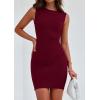 imagePRETTYGARDEN Womens 2025 Spring Mini Dress Sleeveless Off The Shoulder Ruched Short Fashion Bodycon Party Summer DressesWine Red