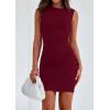 imagePRETTYGARDEN Womens 2025 Spring Mini Dress Sleeveless Off The Shoulder Ruched Short Fashion Bodycon Party Summer DressesWine Red