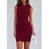 imagePRETTYGARDEN Womens 2025 Spring Mini Dress Sleeveless Off The Shoulder Ruched Short Fashion Bodycon Party Summer DressesWine Red