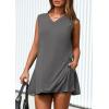 imagePRETTYGARDEN Womens 2025 Summer 2 Piece Lounge Sets V Neck Long Tank Tops High Waisted Shorts Loose Fit Matching OutfitsDark Grey