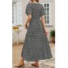 imagePRETTYGARDEN Womens 2025 Summer Casual Flutter Short Sleeve Boho Floral Maxi Dress Crew Neck Smocked Tiered Long DressesBlack