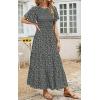 imagePRETTYGARDEN Womens 2025 Summer Casual Flutter Short Sleeve Boho Floral Maxi Dress Crew Neck Smocked Tiered Long DressesBlack
