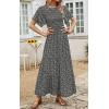 imagePRETTYGARDEN Womens 2025 Summer Casual Flutter Short Sleeve Boho Floral Maxi Dress Crew Neck Smocked Tiered Long DressesBlack