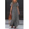 imagePRETTYGARDEN Womens 2025 Summer Casual Flutter Short Sleeve Boho Floral Maxi Dress Crew Neck Smocked Tiered Long DressesBlack