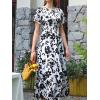 imagePRETTYGARDEN Womens 2025 Summer Casual Flutter Short Sleeve Boho Floral Maxi Dress Crew Neck Smocked Tiered Long DressesBlack Flower