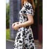 imagePRETTYGARDEN Womens 2025 Summer Casual Flutter Short Sleeve Boho Floral Maxi Dress Crew Neck Smocked Tiered Long DressesBlack Flower