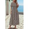 imagePRETTYGARDEN Womens 2025 Summer Casual Flutter Short Sleeve Boho Floral Maxi Dress Crew Neck Smocked Tiered Long DressesBlack Leopard