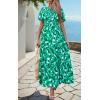 imagePRETTYGARDEN Womens 2025 Summer Casual Flutter Short Sleeve Boho Floral Maxi Dress Crew Neck Smocked Tiered Long DressesFloral Green