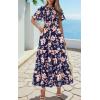 imagePRETTYGARDEN Womens 2025 Summer Casual Flutter Short Sleeve Boho Floral Maxi Dress Crew Neck Smocked Tiered Long DressesFloral Navy Apricot