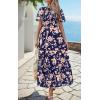 imagePRETTYGARDEN Womens 2025 Summer Casual Flutter Short Sleeve Boho Floral Maxi Dress Crew Neck Smocked Tiered Long DressesFloral Navy Apricot
