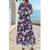 imagePRETTYGARDEN Womens 2025 Summer Casual Flutter Short Sleeve Boho Floral Maxi Dress Crew Neck Smocked Tiered Long DressesFloral Navy Apricot