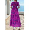imagePRETTYGARDEN Womens 2025 Summer Casual Flutter Short Sleeve Boho Floral Maxi Dress Crew Neck Smocked Tiered Long DressesFloral Purple