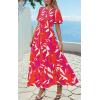 imagePRETTYGARDEN Womens 2025 Summer Casual Flutter Short Sleeve Boho Floral Maxi Dress Crew Neck Smocked Tiered Long DressesFloral Rose Red