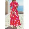 imagePRETTYGARDEN Womens 2025 Summer Casual Flutter Short Sleeve Boho Floral Maxi Dress Crew Neck Smocked Tiered Long DressesFloral Rose Red