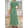 imagePRETTYGARDEN Womens 2025 Summer Casual Flutter Short Sleeve Boho Floral Maxi Dress Crew Neck Smocked Tiered Long DressesGreen