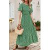 imagePRETTYGARDEN Womens 2025 Summer Casual Flutter Short Sleeve Boho Floral Maxi Dress Crew Neck Smocked Tiered Long DressesGreen