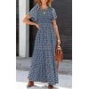 imagePRETTYGARDEN Womens 2025 Summer Casual Flutter Short Sleeve Boho Floral Maxi Dress Crew Neck Smocked Tiered Long DressesNavy