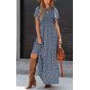 imagePRETTYGARDEN Womens 2025 Summer Casual Flutter Short Sleeve Boho Floral Maxi Dress Crew Neck Smocked Tiered Long DressesNavy