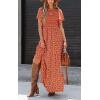 imagePRETTYGARDEN Womens 2025 Summer Casual Flutter Short Sleeve Boho Floral Maxi Dress Crew Neck Smocked Tiered Long DressesOrange