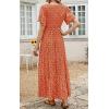 imagePRETTYGARDEN Womens 2025 Summer Casual Flutter Short Sleeve Boho Floral Maxi Dress Crew Neck Smocked Tiered Long DressesOrange