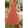 imagePRETTYGARDEN Womens 2025 Summer Casual Flutter Short Sleeve Boho Floral Maxi Dress Crew Neck Smocked Tiered Long DressesOrange
