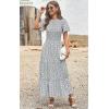 imagePRETTYGARDEN Womens 2025 Summer Casual Flutter Short Sleeve Boho Floral Maxi Dress Crew Neck Smocked Tiered Long DressesWhite