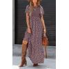 imagePRETTYGARDEN Womens 2025 Summer Casual Flutter Short Sleeve Boho Floral Maxi Dress Crew Neck Smocked Tiered Long DressesWine Red