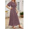 imagePRETTYGARDEN Womens 2025 Summer Casual Flutter Short Sleeve Boho Floral Maxi Dress Crew Neck Smocked Tiered Long DressesWine Red