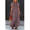 imagePRETTYGARDEN Womens 2025 Summer Casual Flutter Short Sleeve Boho Floral Maxi Dress Crew Neck Smocked Tiered Long DressesWine Red