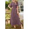 imagePRETTYGARDEN Womens 2025 Summer Casual Flutter Short Sleeve Boho Floral Maxi Dress Crew Neck Smocked Tiered Long DressesWine Red