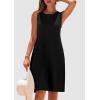 imagePRETTYGARDEN Womens 2025 Summer Sleeveless Mini Dress Crewneck Loose Tank A Line Pleated Swing Flowy Party DressesBlack