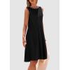 imagePRETTYGARDEN Womens 2025 Summer Sleeveless Mini Dress Crewneck Loose Tank A Line Pleated Swing Flowy Party DressesBlack