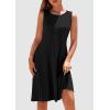 imagePRETTYGARDEN Womens 2025 Summer Sleeveless Mini Dress Crewneck Loose Tank A Line Pleated Swing Flowy Party DressesBlack