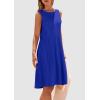 imagePRETTYGARDEN Womens 2025 Summer Sleeveless Mini Dress Crewneck Loose Tank A Line Pleated Swing Flowy Party DressesBlue