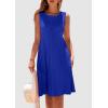 imagePRETTYGARDEN Womens 2025 Summer Sleeveless Mini Dress Crewneck Loose Tank A Line Pleated Swing Flowy Party DressesBlue