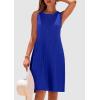 imagePRETTYGARDEN Womens 2025 Summer Sleeveless Mini Dress Crewneck Loose Tank A Line Pleated Swing Flowy Party DressesBlue