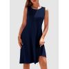 imagePRETTYGARDEN Womens 2025 Summer Sleeveless Mini Dress Crewneck Loose Tank A Line Pleated Swing Flowy Party DressesDark Royal Blue