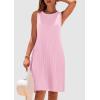 imagePRETTYGARDEN Womens 2025 Summer Sleeveless Mini Dress Crewneck Loose Tank A Line Pleated Swing Flowy Party DressesLight Pink