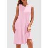 imagePRETTYGARDEN Womens 2025 Summer Sleeveless Mini Dress Crewneck Loose Tank A Line Pleated Swing Flowy Party DressesLight Pink