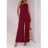 imagePRETTYGARDEN Womens 2025 Two Piece Matching Lounge Sets Asymmetrical Split Tank Tops Wide Leg Pants Summer Outfits TracksuitWine Red