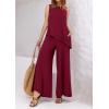 imagePRETTYGARDEN Womens 2025 Two Piece Matching Lounge Sets Asymmetrical Split Tank Tops Wide Leg Pants Summer Outfits TracksuitWine Red